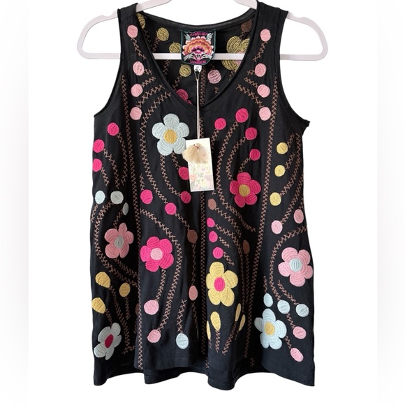 Johnny Was Tops - NWT Johnny Was Joni Raw Edge women’s XS v-neck sleeveless black floral tank top